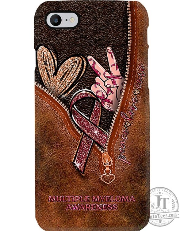 Multiple Myeloma Awareness Love Peace Phone Case