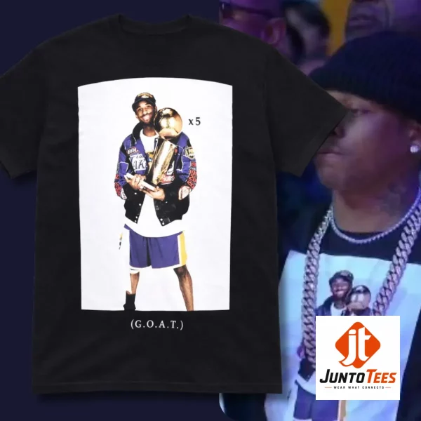 Front view of the black Kobe Bryant tribute t-shirt.