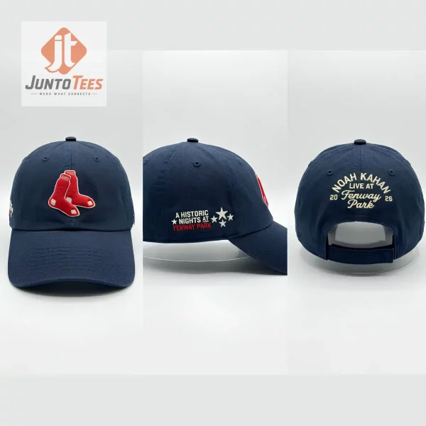 Detailed view of the navy baseball cap showing front logo and side embroidery.