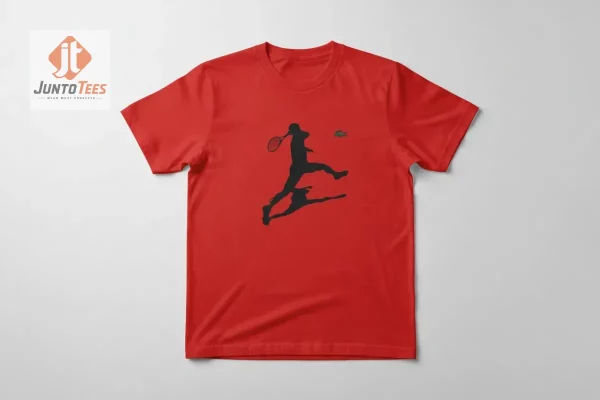 Lacoste x Novak Djokovic Silhouette Shirt Wimbledon 2024 2 A navy blue version of the tennis silhouette shirt laid flat on a studio background.
