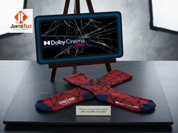 Spider-Man Brand New Day Opening Night Red Web Pattern Mid-Tube Socks 1 Close up of the red web pattern and branding on the socks