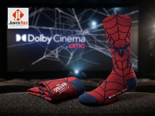 Spider-Man Brand New Day Opening Night Red Web Pattern Mid-Tube Socks 3 Flat lay of the Spider-Man socks on a clean table