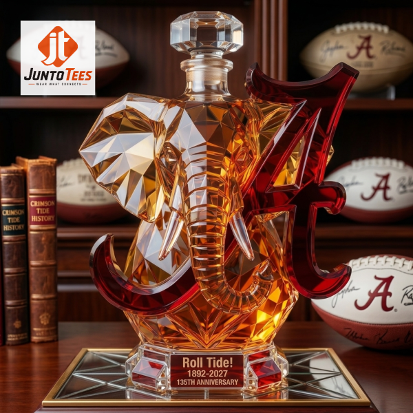 Close up of the base of the whiskey decanter with 135th anniversary text.