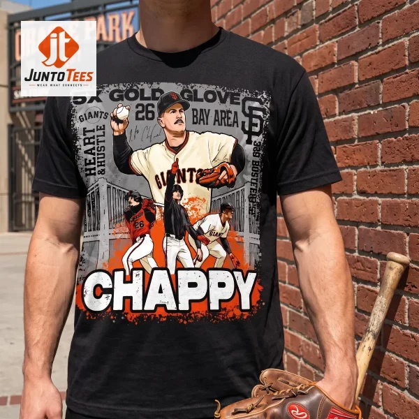 Close-up highlight of Matt Chapman Chappy T-Shirt SF Giants Giveaway 26 July 2026 styled with