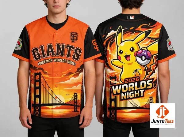 Authentic San Francisco Giants Pokemon Worlds Night 2026 Pikachu Baseball Jersey product image at juntotees.com