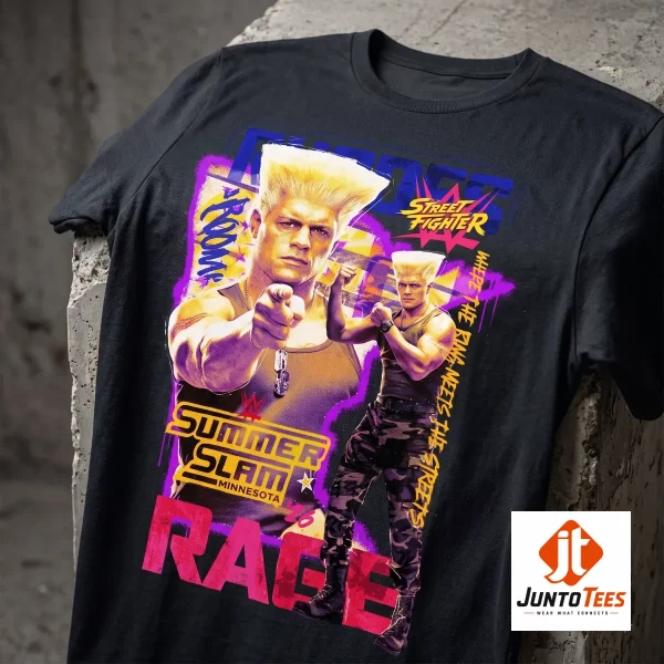 Authentic Cody Rhodes Street Fighter SummerSlam Minnesota Retro Graphic T-Shirt 2026 product image at juntotees.com