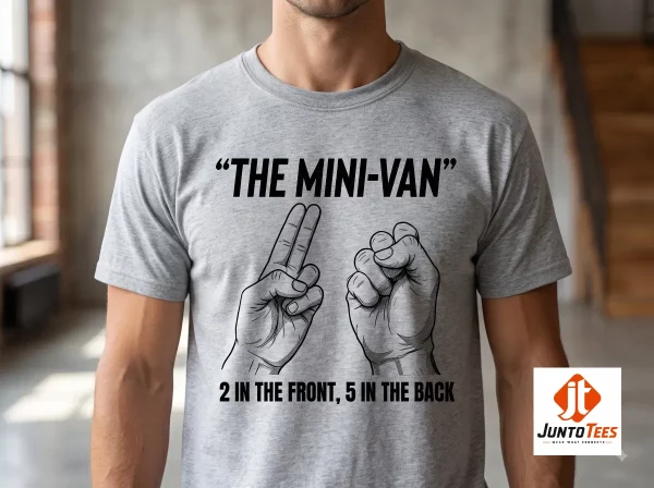 Authentic The Mini-Van 2 In The Front 5 In The Back Funny Graphic T-Shirt product image at juntotees.com