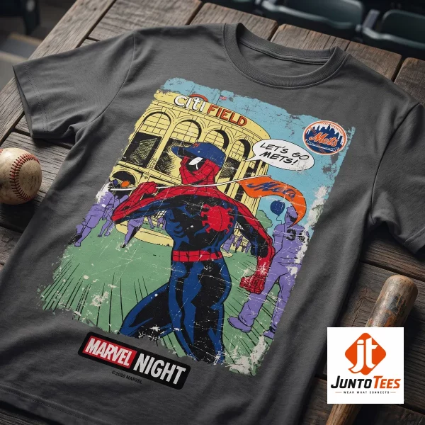 Real customer review of Marvel x Mets Spider-Man Night giveaway Shirt from Citi Field July 31 2026 at juntotees.com