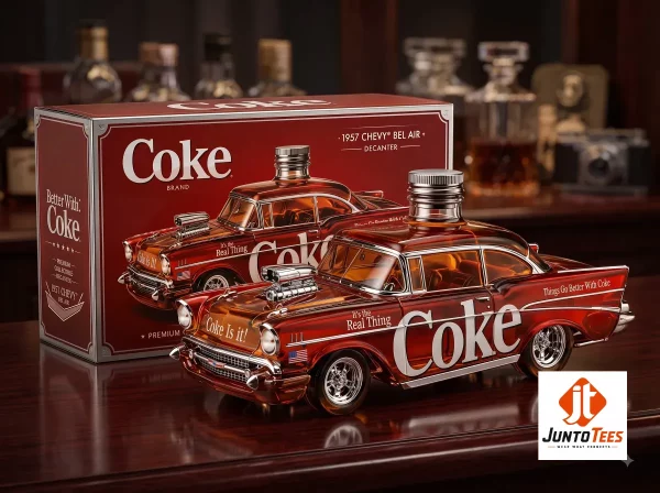 Detailed look of high-quality Coca-Cola 1957 Chevy Bel Air Glass Whiskey Decanter in Whiskey Bottles