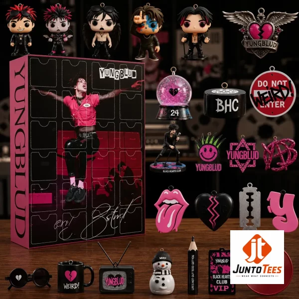 Authentic Yungblud Black Hearts Club Advent Calendar 2026 24 Day Holiday Collectible Acrylic Ornaments Set product image at juntotees.com