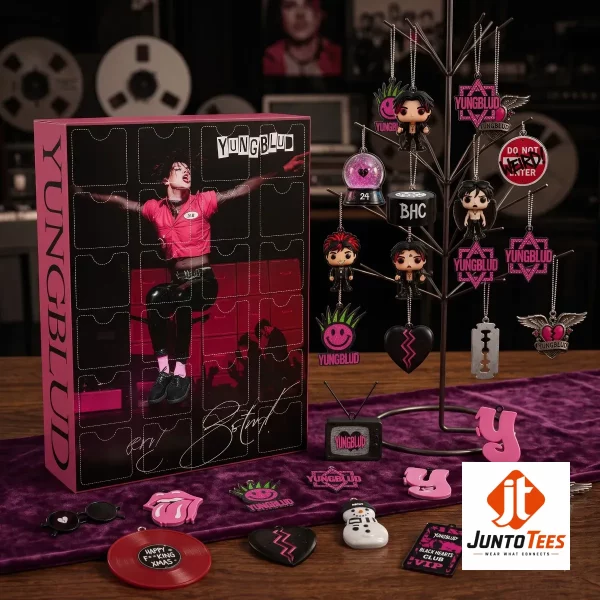 Detailed look of high-quality Yungblud Black Hearts Club Advent Calendar 2026 24 Day Holiday Collectible Acrylic Ornaments Set in Dropshipping