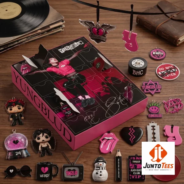 Exclusive Yungblud Black Hearts Club Advent Calendar 2026 24 Day Holiday Collectible Acrylic Ornaments Set design from Juntotees