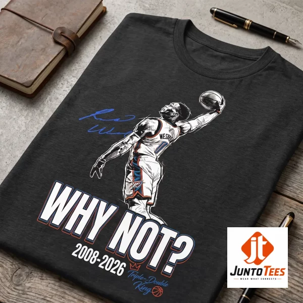 Front view of Russell Westbrook Why Not? graphic t-shirt on a model (Detail view #3)