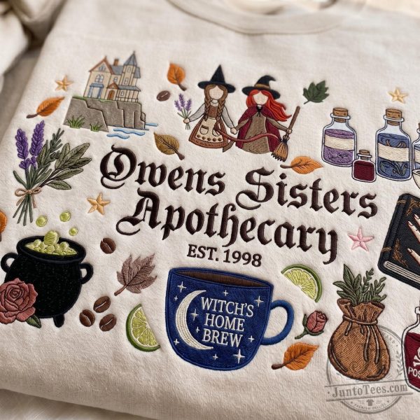 Witches Home Brews Owens Sisters Apothecary Embroidered Sweatshirt T Shirt Hoodie 3 Witches Home Brews Owens Sisters Apothecary Embroidered Sweatshirt T Shirt Hoodie