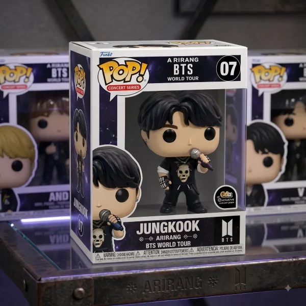 BTS Jungkook Arirang World Tour Concert Series 07 Collectible Resin Pop Figure 2 Front view of the BTS Jungkook Arirang World Tour figure in its branded display box. (Detail view #3)