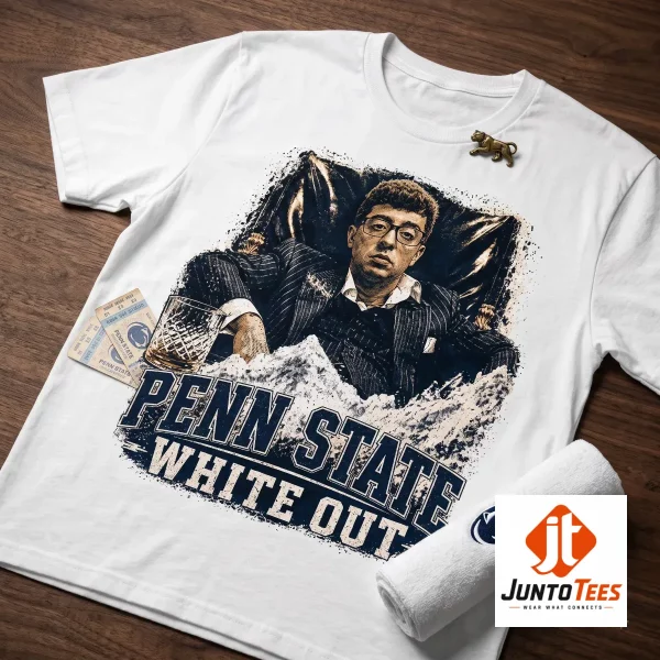 Graphic t-shirt with Pablo Pledgescobar design for Penn State White Out 2026