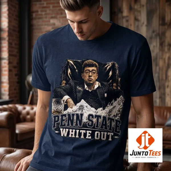 Graphic t-shirt with Pablo Pledgescobar design for Penn State White Out 2026 (Detail view #3)