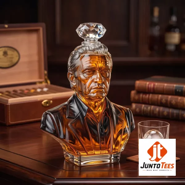 Johnny Cash Bust Glass Whiskey Decanter 1 Detailed look of Johnny Cash Bust Glass Whiskey Decanter in 3D Products