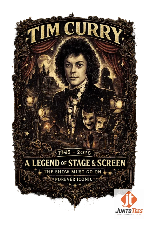 Authentic Tim Curry A Legend Of Stage And Screen Vintage Poster Style 1946 2026 Graphic T-Shirt product image at juntotees.com