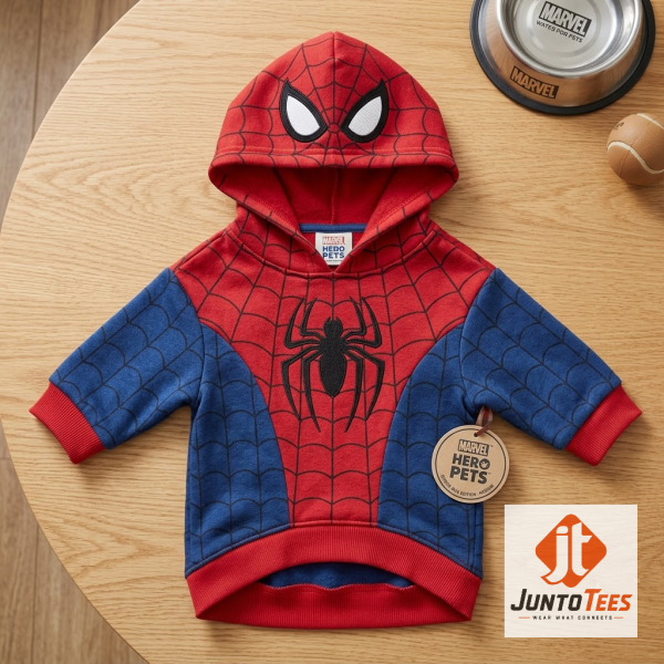 Marvel Spider-Man Pet Costume Cosplay Hoodie 1 Detailed look of Marvel Spider-Man Pet Costume Cosplay Hoodie in Pet Clothing
