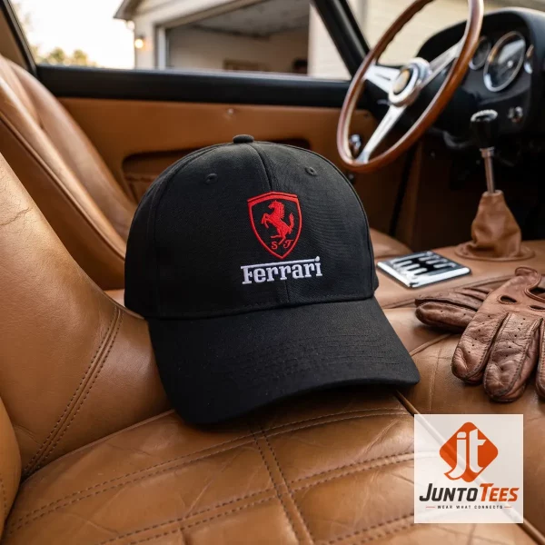 Official Classic Ferrari Racing Baseball Cap Choose Hat Color graphic print and logo detail