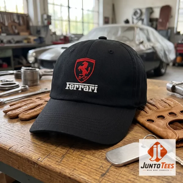 Product photography of Classic Ferrari Racing Baseball Cap Choose Hat Color - Latest 2026 edition