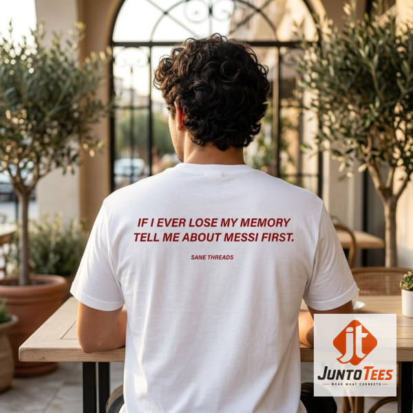 Close-up highlight of If I Ever Lose My Memory Tell Me About Messi First T-Shirt Funny Soccer Fan Gift styled with