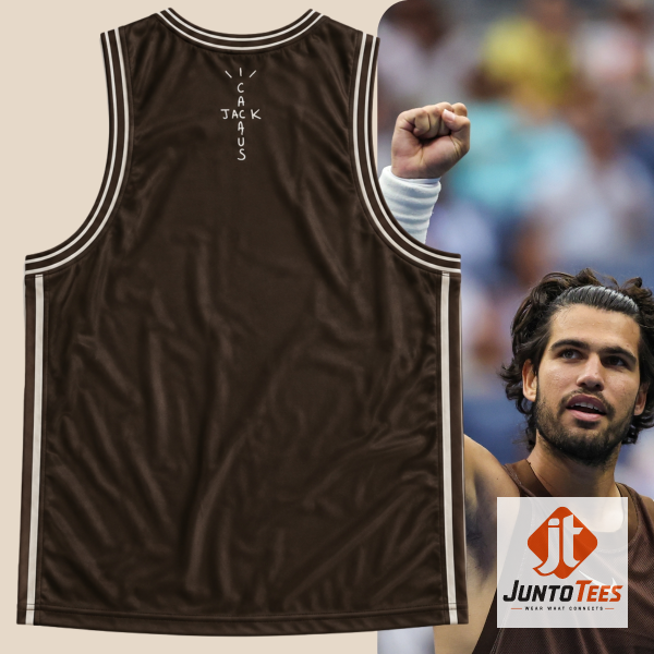 Stationery product displayed on a desk with a background of Carlos Alcaraz at the US Open.