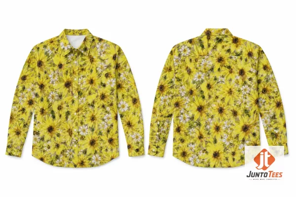 Harry Styles Wears Custom Bottega Veneta Sunflower Long Sleeve Button Up Shirt at NYC Together Together Tour (August 28, 2026) 2 Authentic Harry Styles Wears Custom Bottega Veneta Sunflower Long Sleeve Button Up Shirt at NYC Together Together Tour (August 28, 2026) product image at juntotees.com