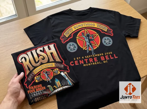 RUSH Fifty Something Tour September 2 4 2026 Montreal Centre Bell Concert T-Shirt Exclusive Merch 1 Detailed look of RUSH Fifty Something Tour September 2 4 2026 Montreal Centre Bell Concert T-Shirt Exclusive Merch in 2d Products
