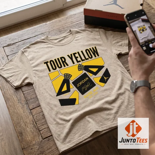 Detailed look of T Shirt to match Air Jordan 4 Retro 'Rare Air Tour Yellow' 2026 Sneakers in Graphic Shirts