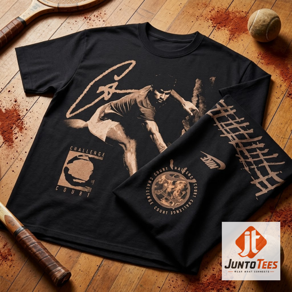 Alcaraz x Cactus Jack Slice Shot 2026 US Open Desk Mat 6 Front view of Reprinted Nike Court x Cactus Jack x Carlos Alcaraz Slice Tee Shirt Us Open 2026 with official design details