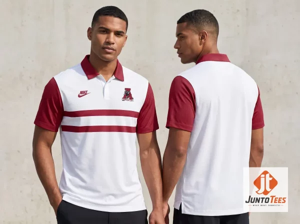 Front view of Nike Alabama Crimson Tide AOP 2026 Polo Shirt Replica with official design details
