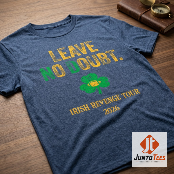 Notre Dame Football The Shirt LEAVE NO DOUBT Irish Revenge Tour 2026 2 Authentic Notre Dame Football The Shirt LEAVE NO DOUBT Irish Revenge Tour 2026 product image at juntotees.com