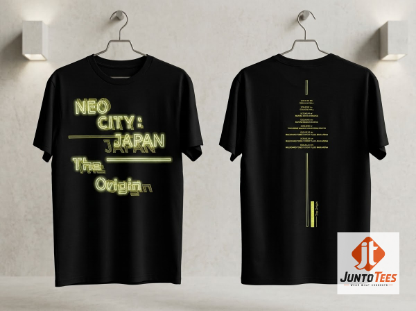 Front view of Neon NCT 127 1st Neo City Japan The Origin Tour T-Shirt Goods Merch Tee with official design details