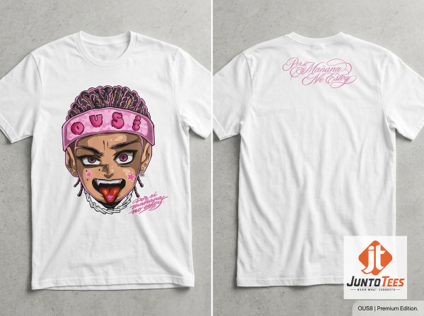 Front view of Omar Courtz Por Si Mañana No Estoy USA Tour 2026 Merch Tee Shirt with official design details