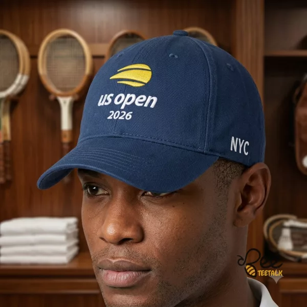 Side profile of US Open 2026 cap showing NYC embroidery