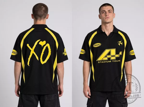The Weeknd AHTD 2026 Asia Exclusive Stadium Tour Vneck Polo Jersey 1 The Weeknd AHTD 2026 Asia Exclusive Stadium Tour Vneck Polo Jersey