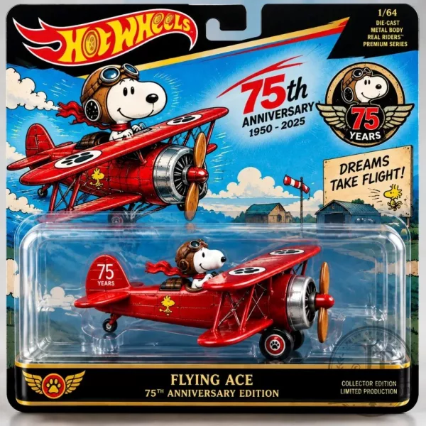 Hot Wheels Snoopy Flying Ace 75th Anniversary Edition Die-Cast Car