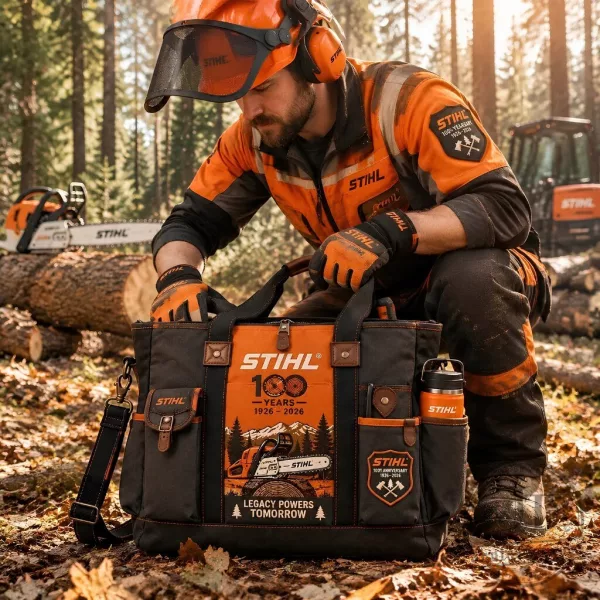 STIHL 100 Years Anniversary Canvas Tote Bag 1926-2026 2 STIHL 100 Years Anniversary Canvas Tote Bag 1926-2026