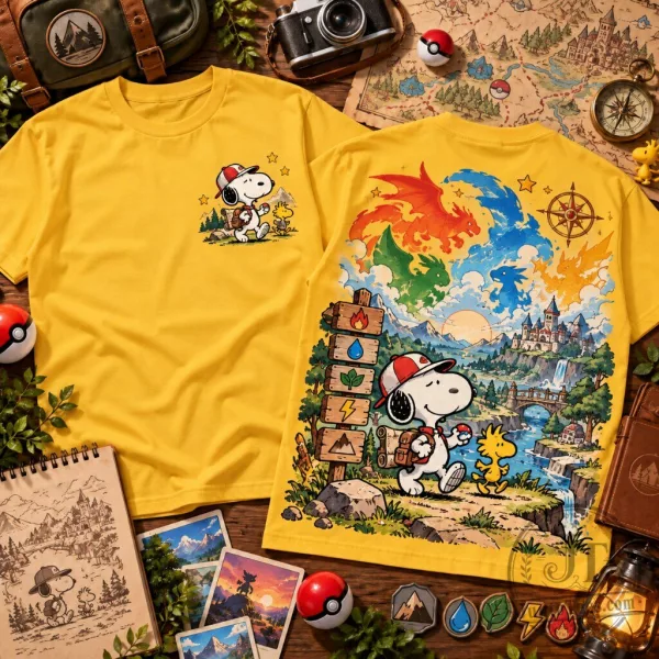 Snoopy Pokemon Adventure Graphic Crew Neck Tee