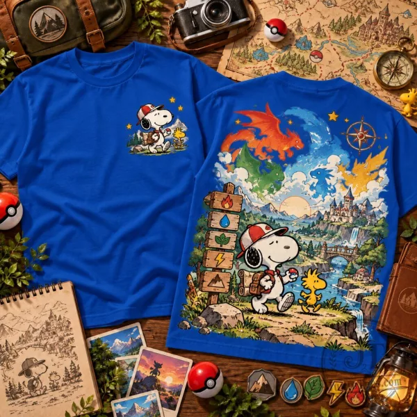 Snoopy Pokemon Adventure Graphic Crew Neck Tee