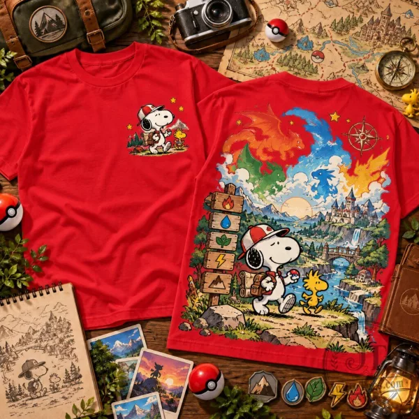 Snoopy Pokemon Adventure Graphic Crew Neck Tee