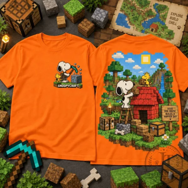 Snoopycraft Minecraft Graphic Crew Neck Tee