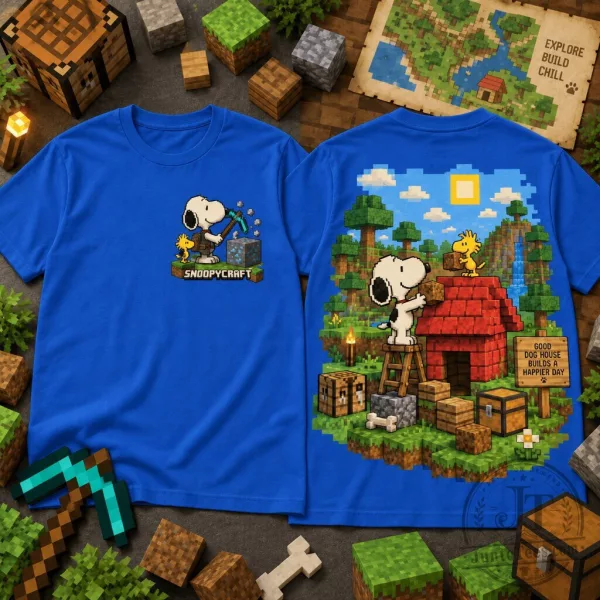 Snoopycraft Minecraft Graphic Crew Neck Tee