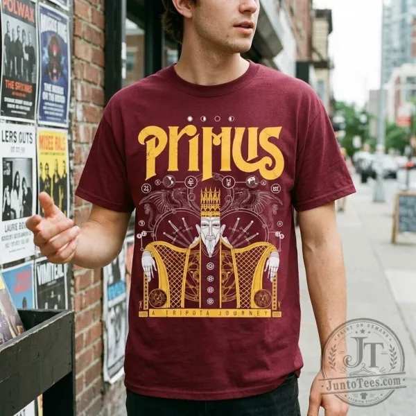 Primus Band No Kings Shirt by a Lady in Trump’s rally