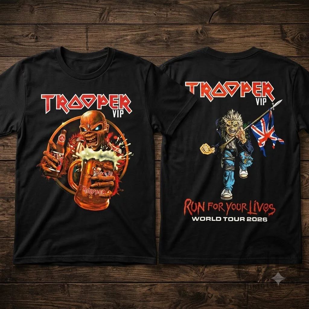 Iron Maiden Trooper VIP merch 2026 Run For Your Lives shirt