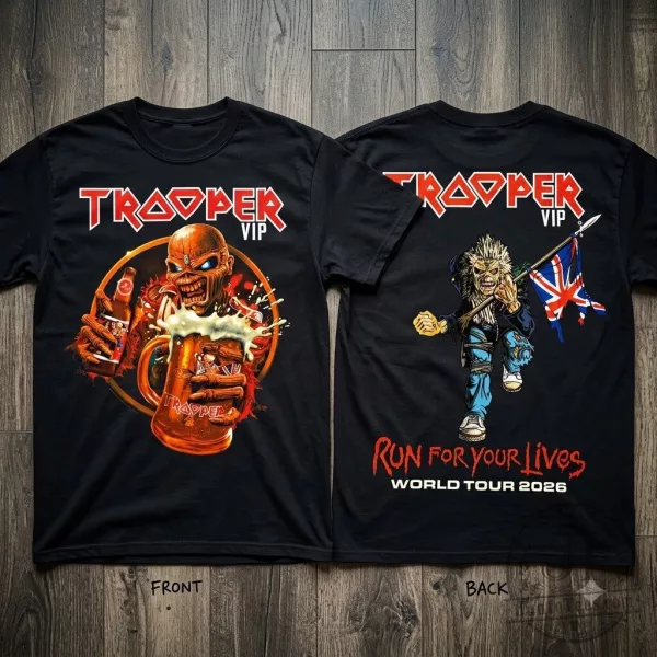 Iron Maiden Trooper VIP merch 2026 Run For Your Lives shirt