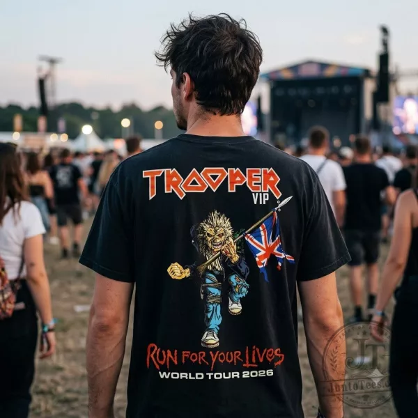 Iron Maiden Trooper VIP merch 2026 Run For Your Lives shirt