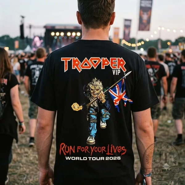 Iron Maiden Trooper VIP merch 2026 Run For Your Lives shirt